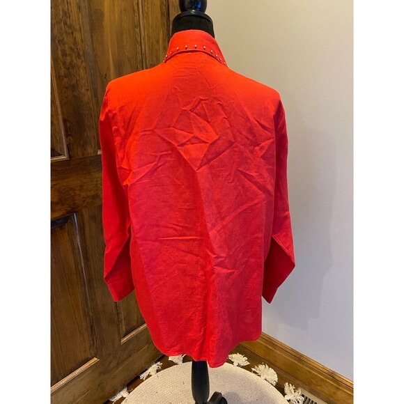 Vintage Harbour Vue Blouse 1980's Gemstone Jeweled Button Up Shirt Size 12 Top - Picture 12 of 12